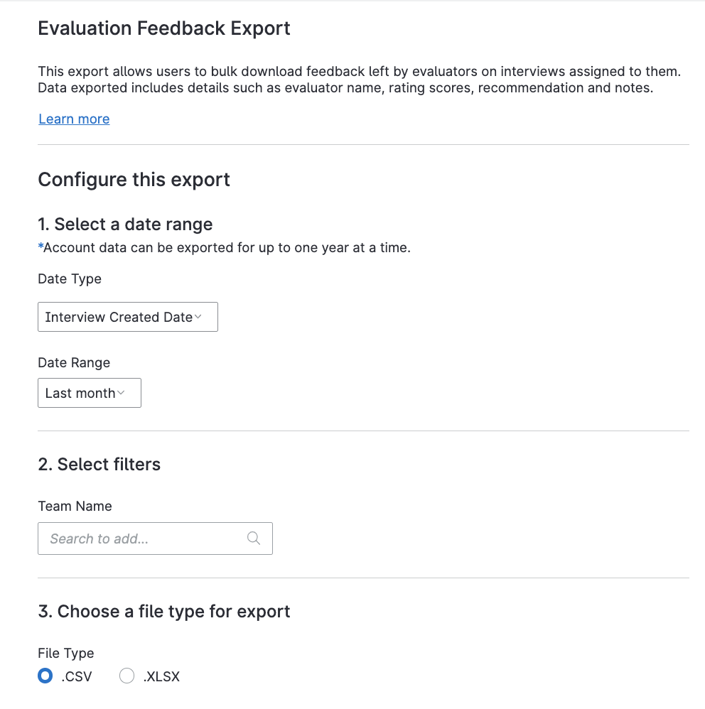 Evaluation Data Export