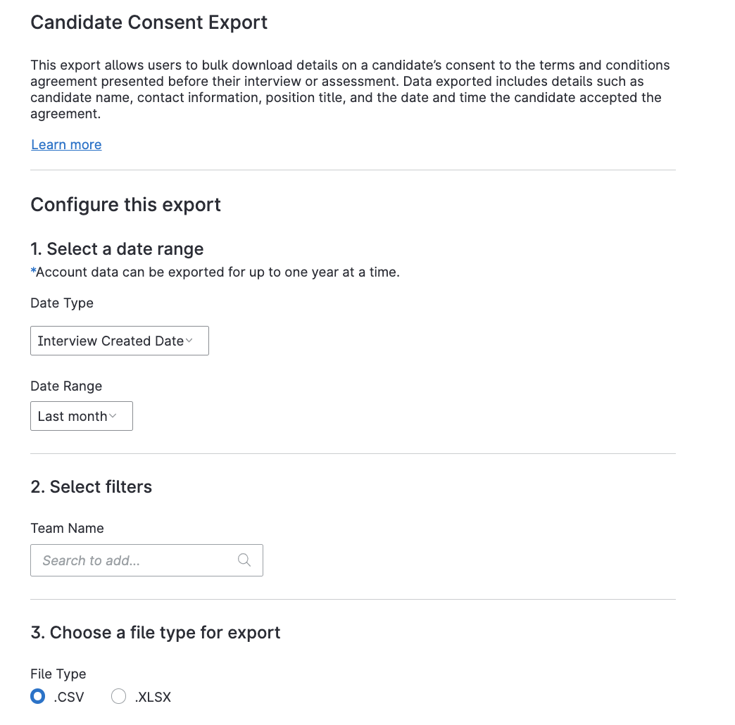 Candidate Consent Report