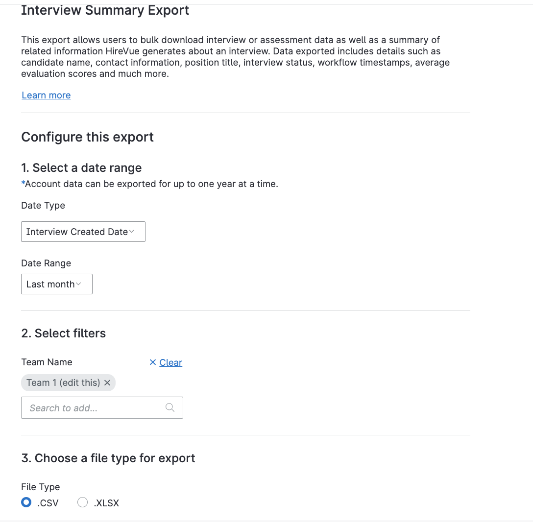 Report configuration window