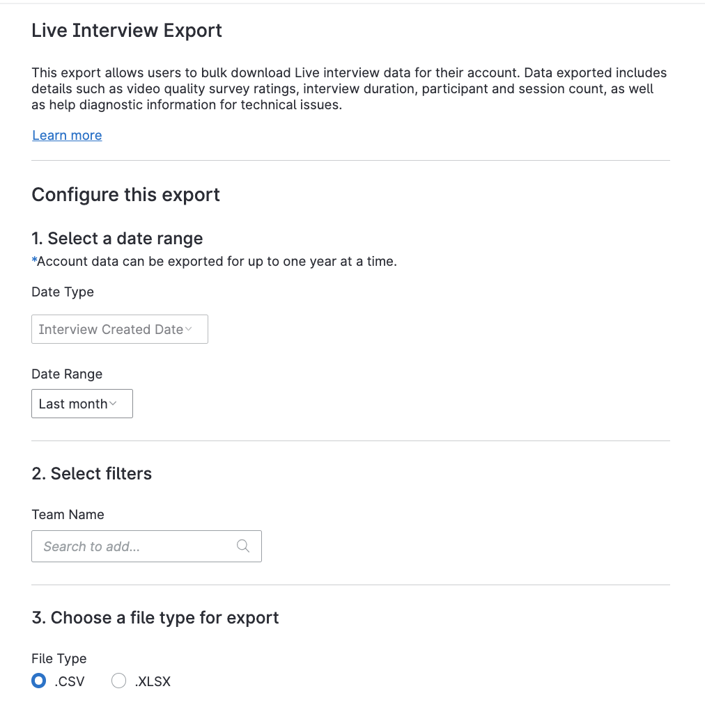 Live Interview Configurations