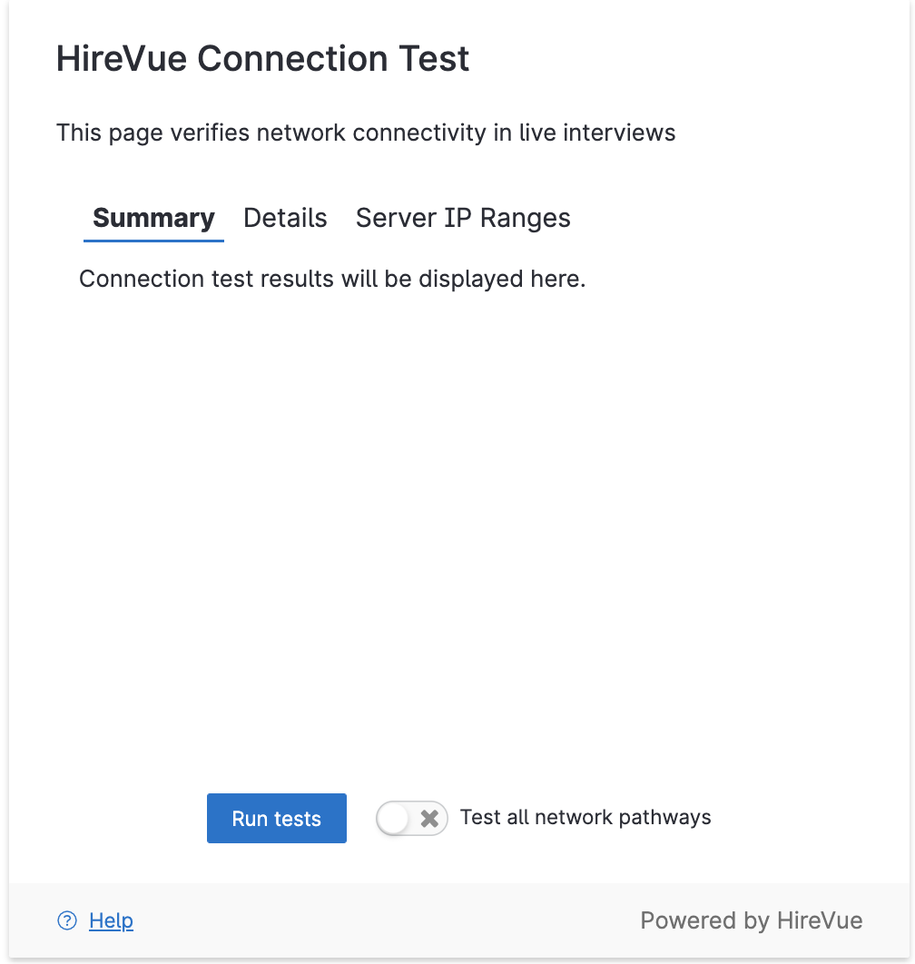 HireVue Connection test site
